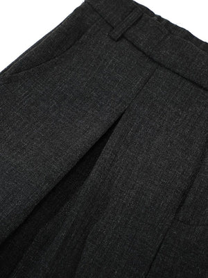 Men's High-Waisted Pleated Wide-Leg Capri Pants in charcoal with high-waisted