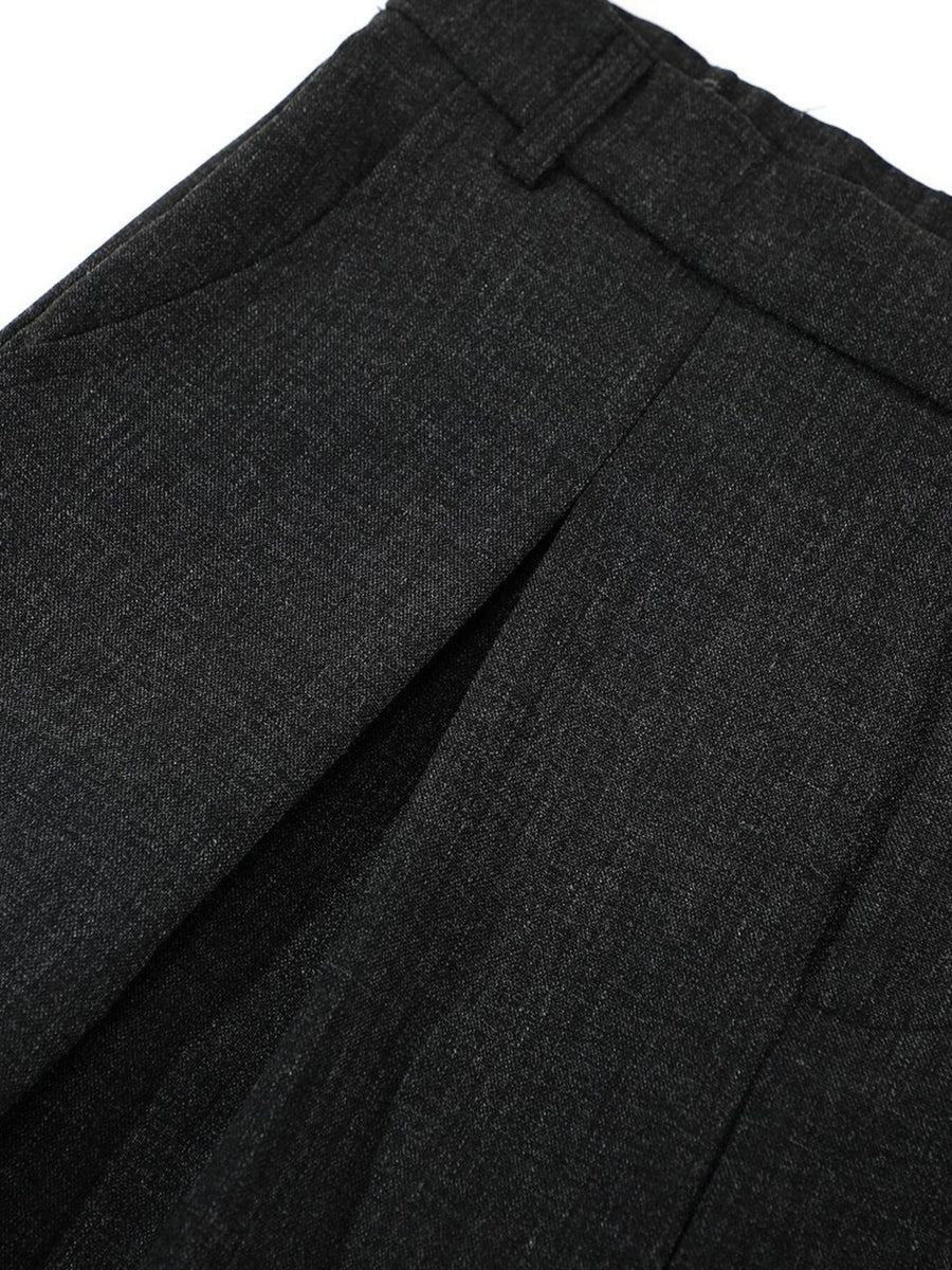 Men's High-Waisted Pleated Wide-Leg Capri Pants in charcoal with high-waisted