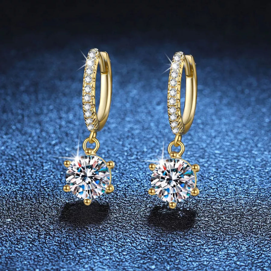 18K Rose Gold-Plated,925 sterling silver,Moissanite Carat weight: 1ct Care instr earrings in clear with drop silhouette