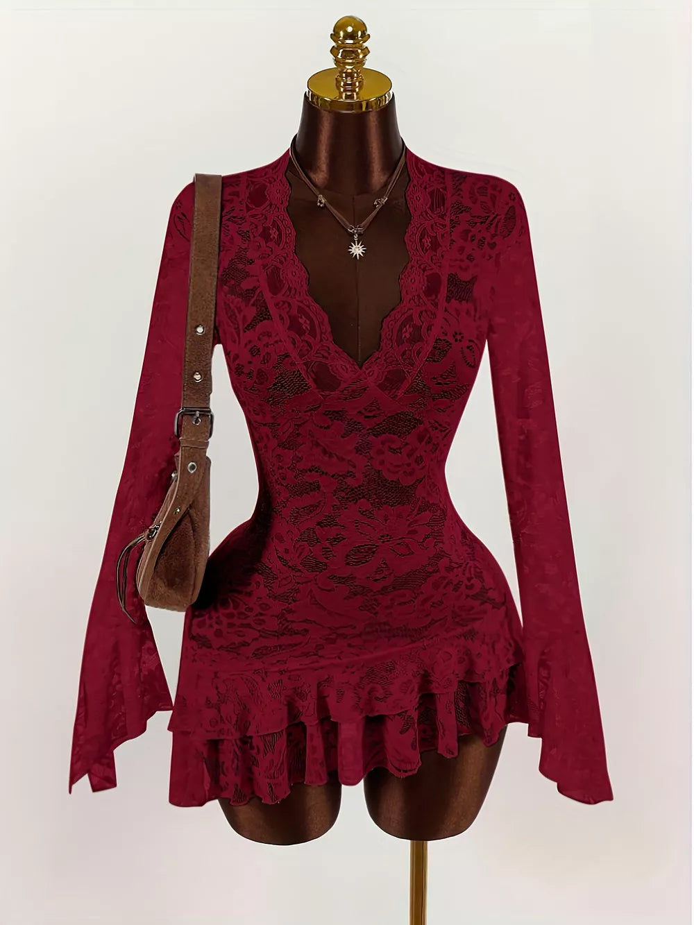 burgundy blouse with floral and v-neck
