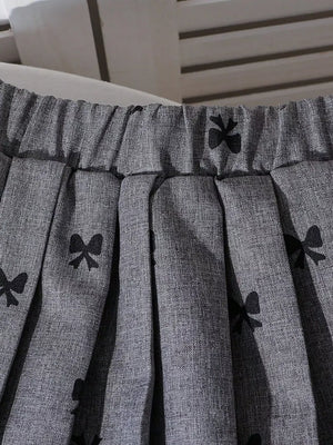 Children's Bow Print Lace Trimmed Top And Skirt Set option 3