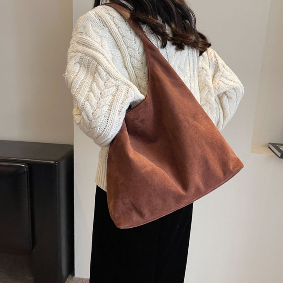 Suede Imported Size &amp shoulder bag in Brown with hobo silhouette