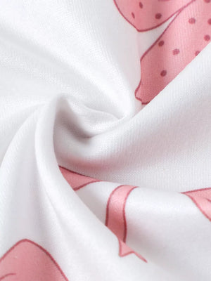 Pink with Children's Bow Print Bodysuit And Pants Set in Pink