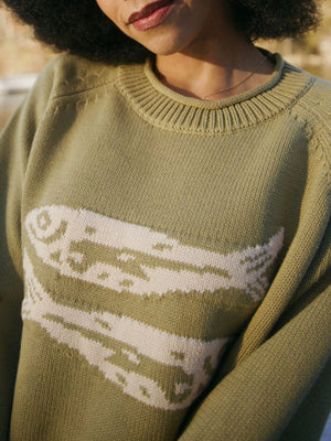 red crewneck sweater
