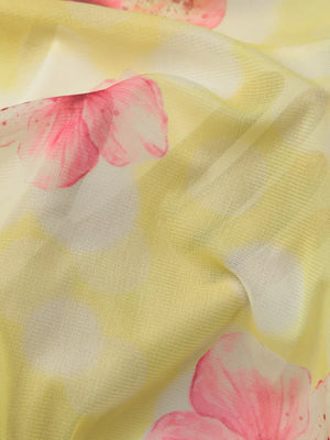 Yellow Floral Asymmetrical Mini Dress With Ruffled Hem