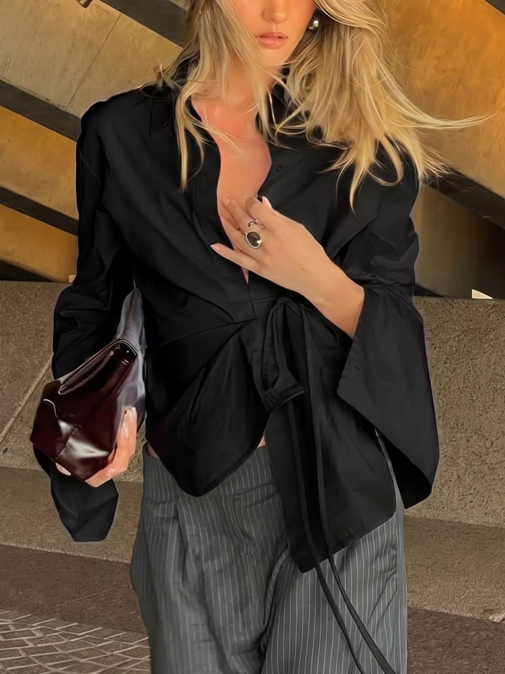 White with wrap top with tied 21