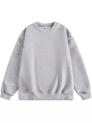 Oversized crew-neck sweatshirt in Melange Gray with ribbed cuffs and hem.