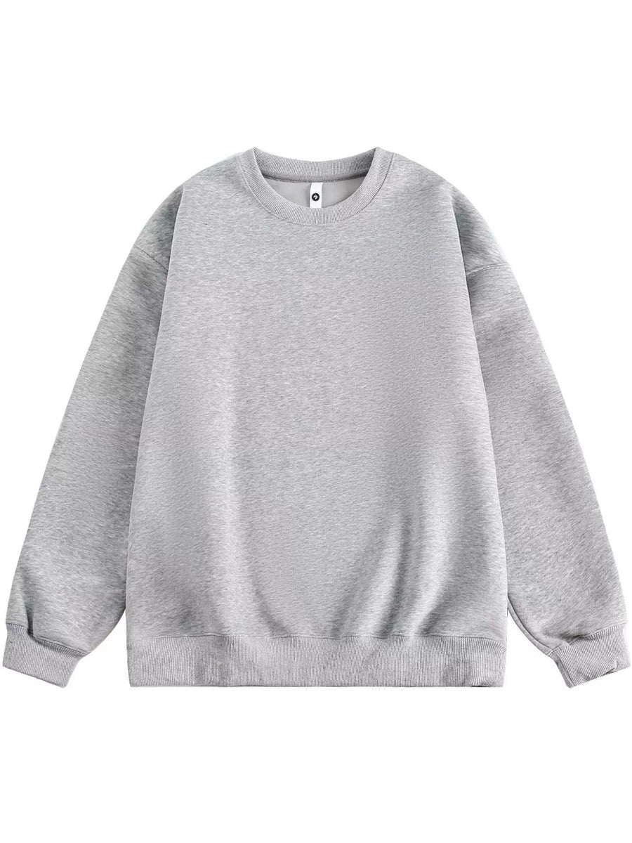 Oversized crew-neck sweatshirt in Melange Gray with ribbed cuffs and hem.