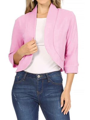 Camel Full Size Cropped Open Front Blazer Plus Size