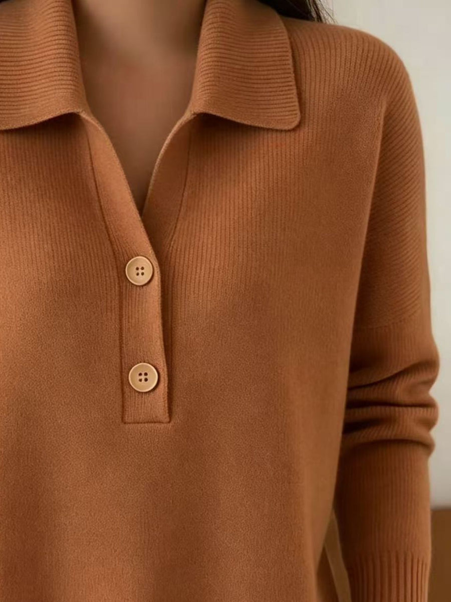 Apricot regular pullover sweater with collared