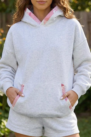 Light Gray with Contrast Patchwork Oversized Hoodie