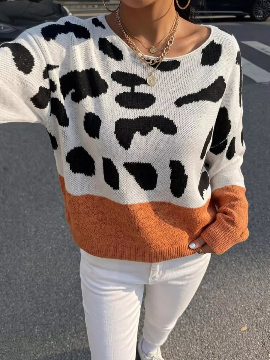 Orange pullover sweater with hip-length and pullover