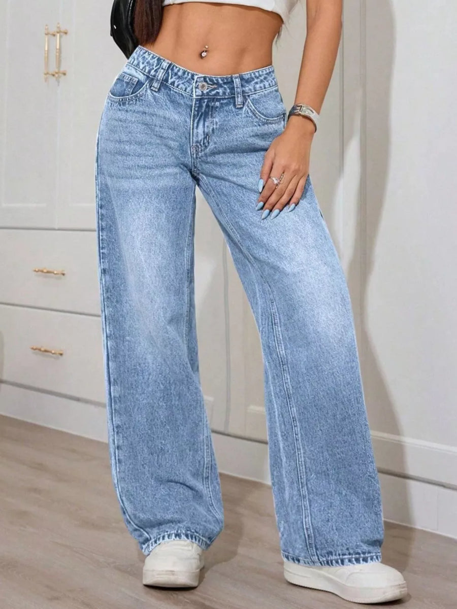 Washed Wide Leg Jeans option 5