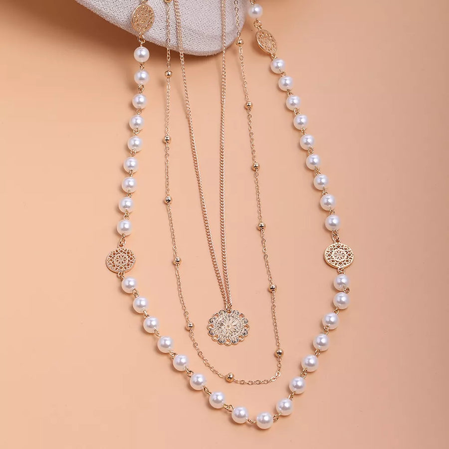 Multi-layered Pearl And 18k Gold-plated Necklace option 7