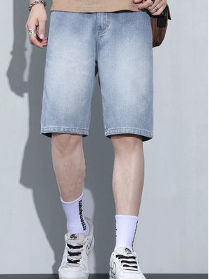Light Men's Vintage Wash Relaxed Fit Denim Shorts