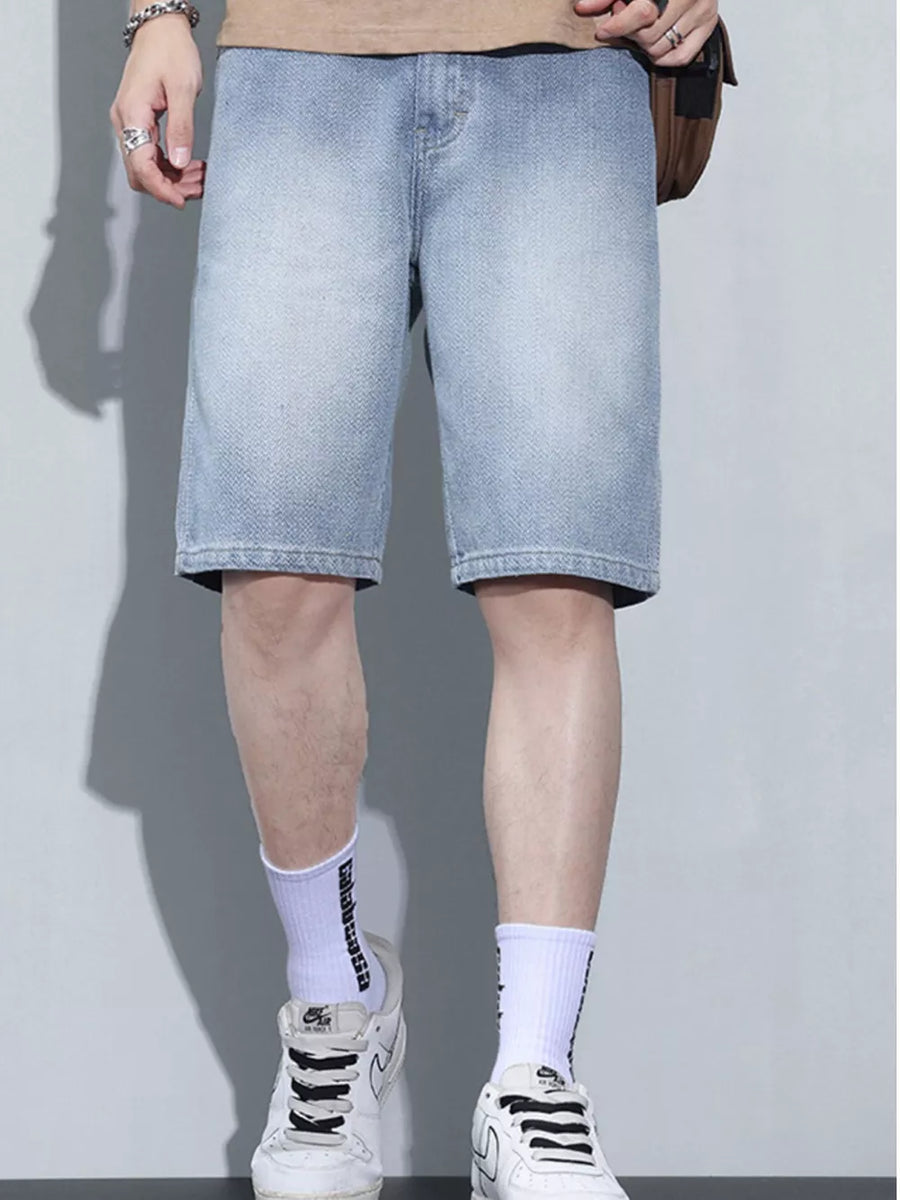 Light Men's Vintage Wash Relaxed Fit Denim Shorts