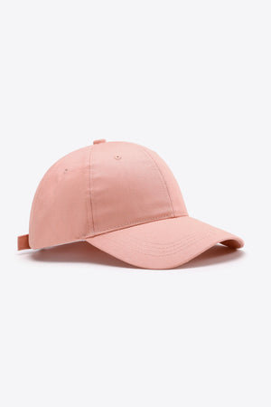 Blush pink cotton twill baseball cap with adjustable strap