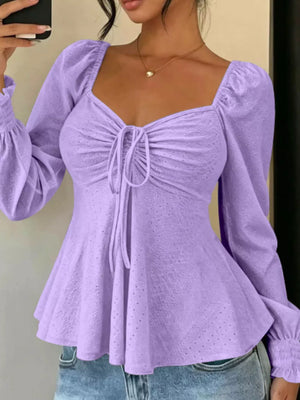 white peplum top with hip-length and pullover
