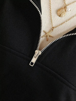 Black relaxed sweatshirt with collared