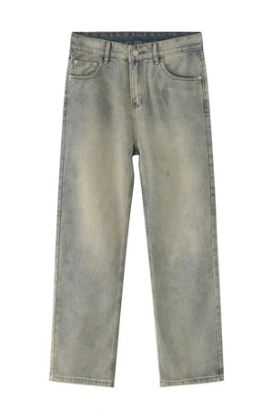 Relaxed fit denim trousers in a light wash with a vintage, faded look.