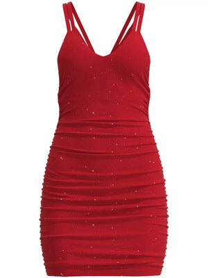 100% polyester Care instructions: Machine wash cold mini dress in Wine Red with fitted silhouette