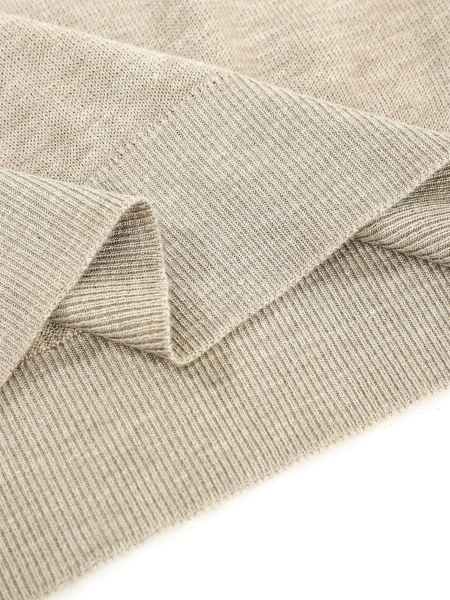 taupe regular pullover sweater with crew neck