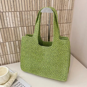 Woven Straw Handbag in Brown