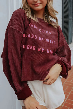 Corduroy "Thankful" Relaxed Fit Sweatshirt in Letter