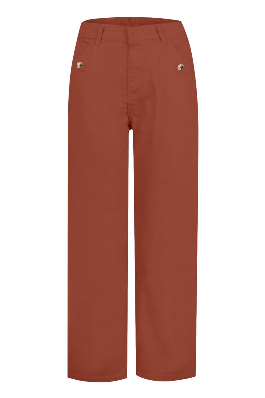 Rust wide-leg utility denim trousers with button details