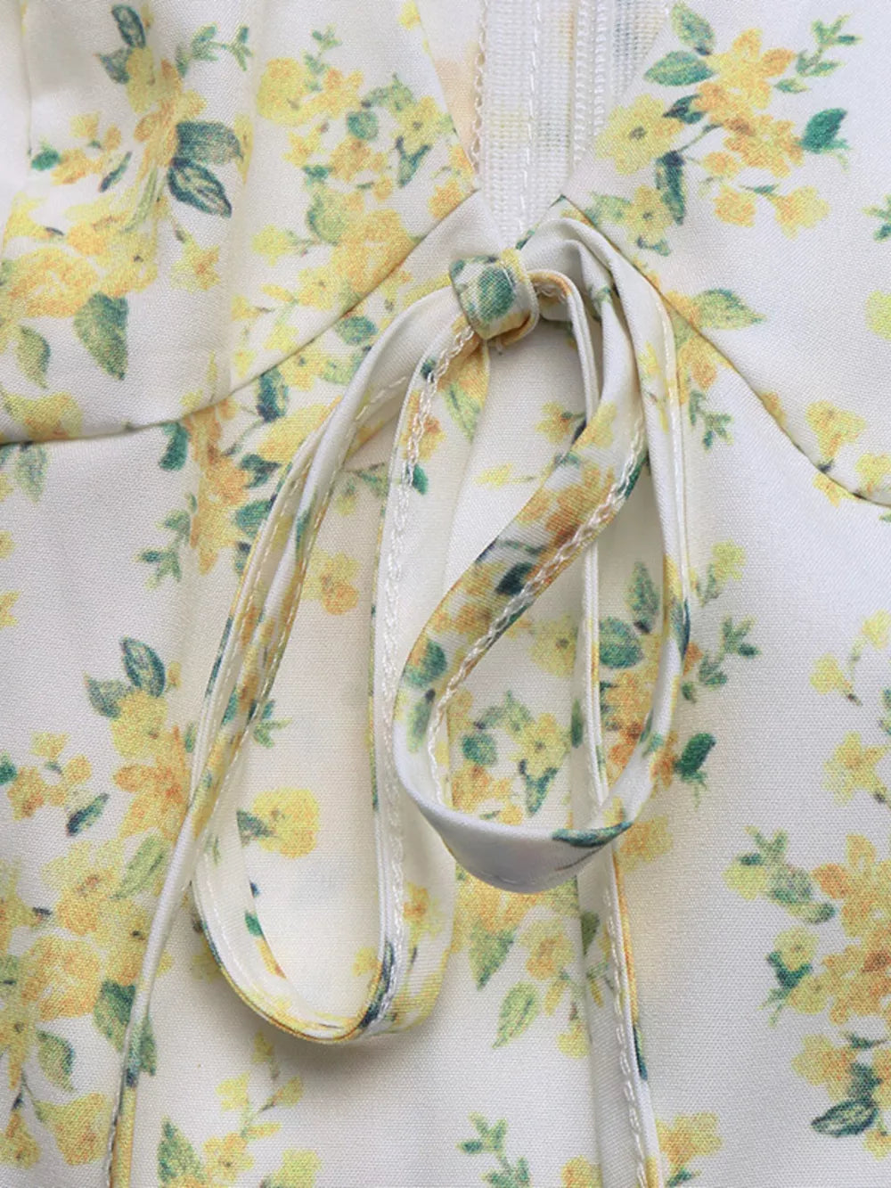 White floral print dress with tie-front detail
