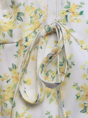 White floral print dress with tie-front detail