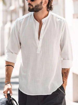 Light Green Men's Plus Size Long Sleeve Button Shirt
