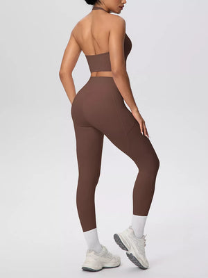 athleisure active set in Cream with halter