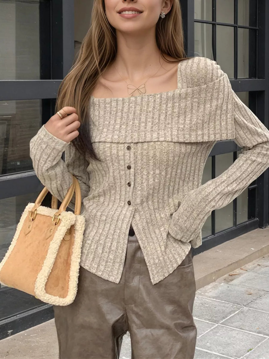 Ribbed Square Neck Long Sleeve Crop Top option 7