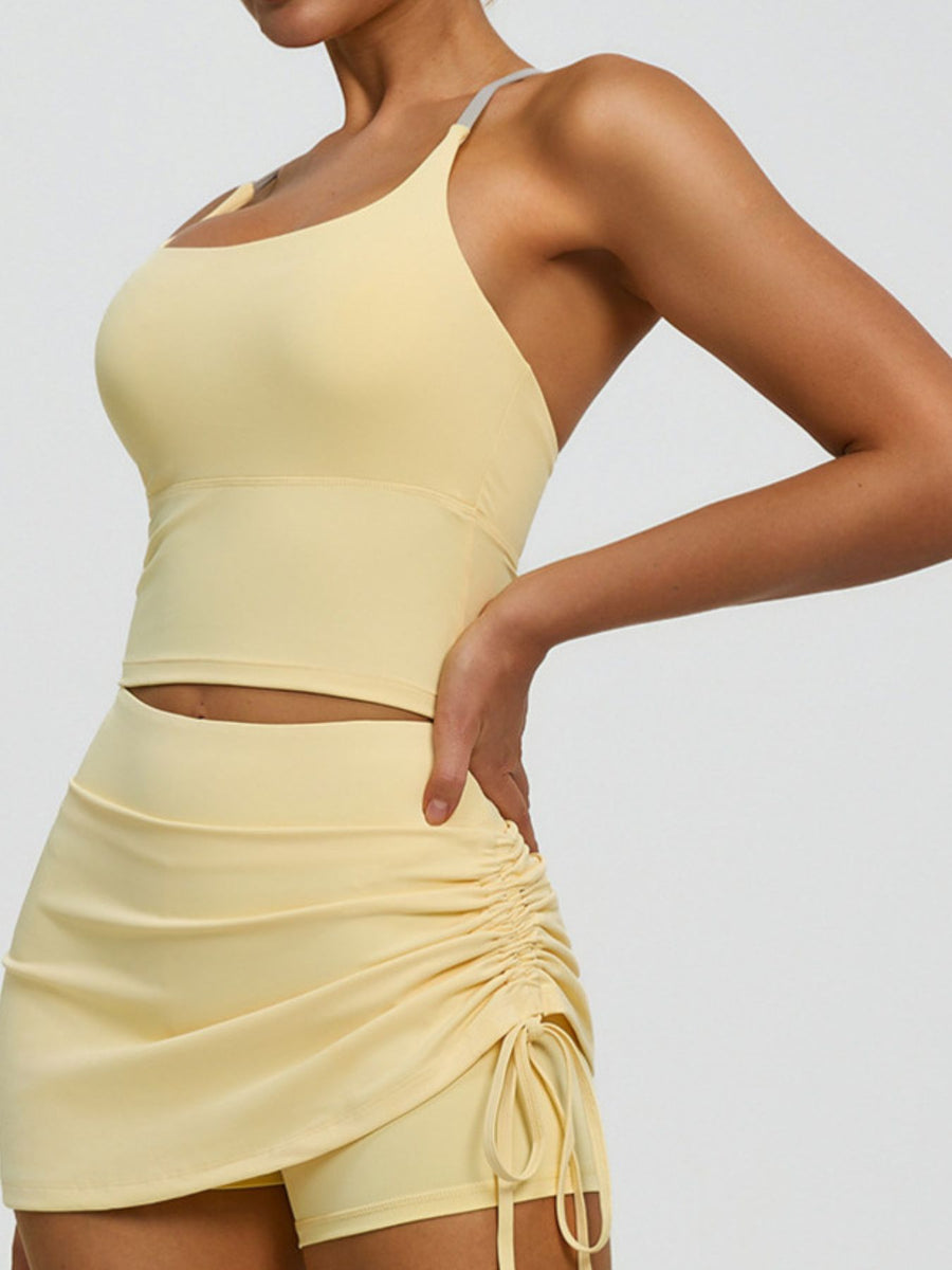 100% polyester Care instructions: Machine wash cold sports bra in Beige with fitted silhouette