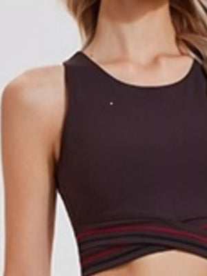 Chocolate fitted athletic tank with round neck