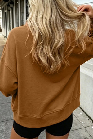 camel sweatshirt with hip-length and pullover
