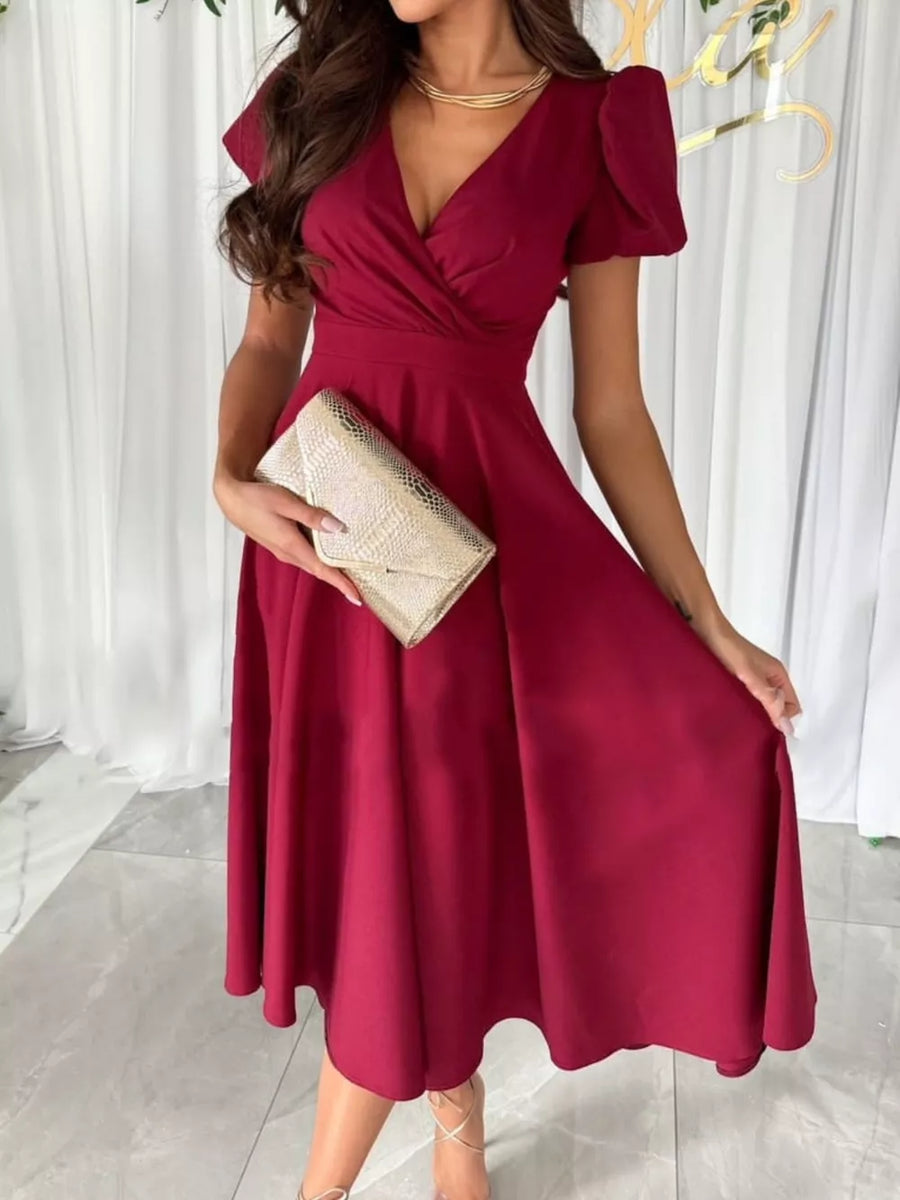 100% Polyester Care instructions: Machine wash cold midi dress in Watermelon pink with A-line silhouette