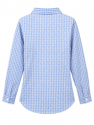 white button-down shirt with tunic-length and button-front