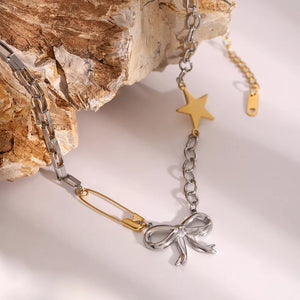 18K Gold-Plated, Stainless Steel Care instructions: Avoid wearing during exercis necklace in Silver with layered silhouette