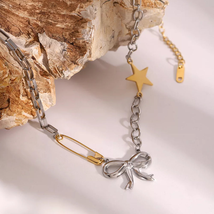 18K Gold-Plated, Stainless Steel Care instructions: Avoid wearing during exercis necklace in Silver with layered silhouette