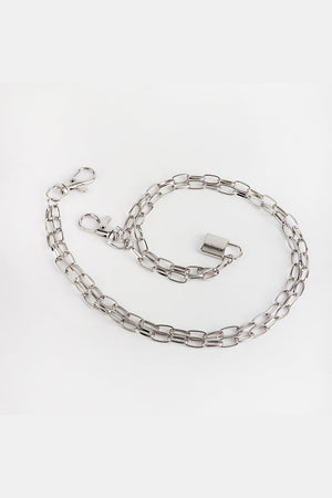 Silver double chain wallet chain with padlock and lobster clasps