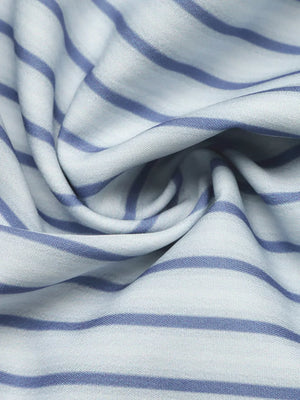 Striped Mandarin Knot Buttons Peplum Shirt in Blue with ruffled