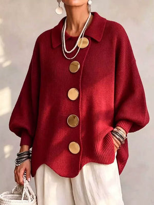 cardigan in Navy with buttoned and hip-length