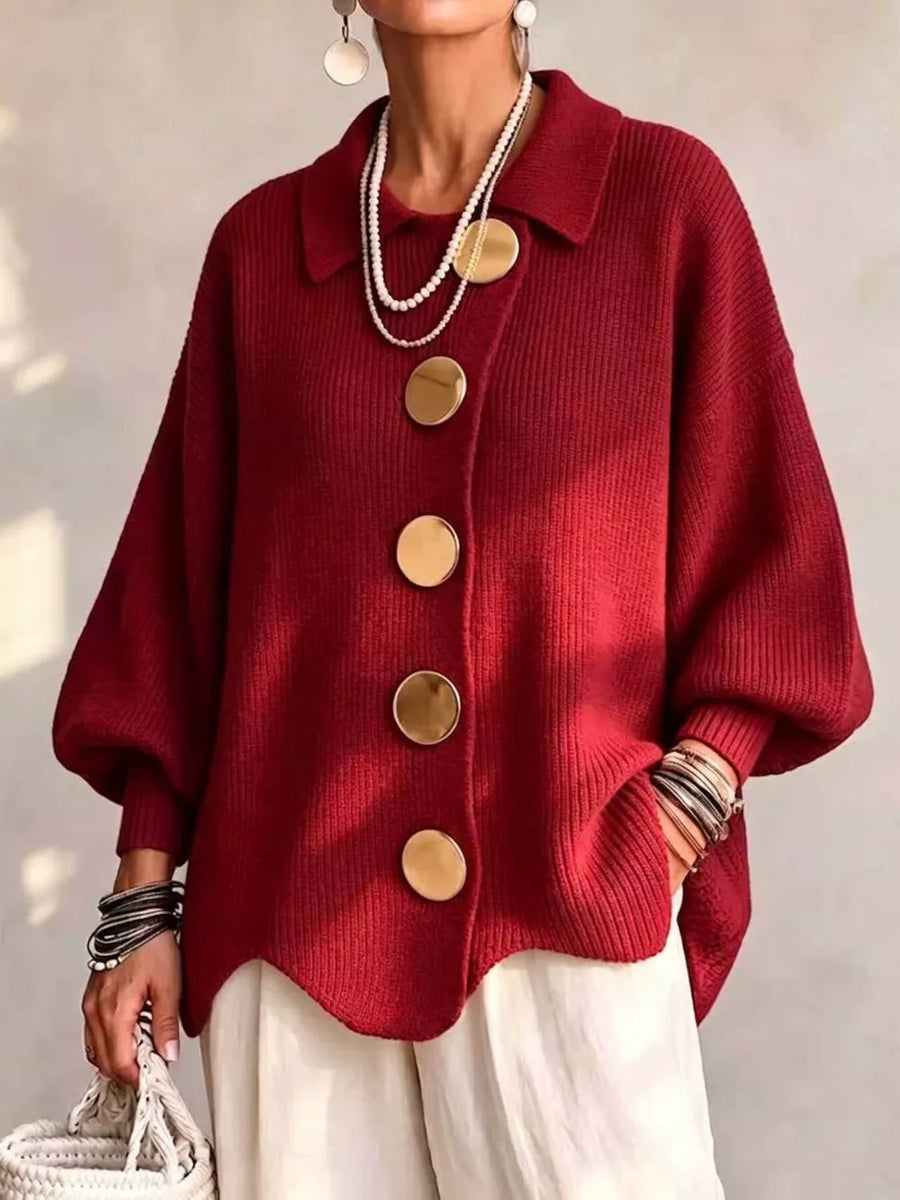 cardigan in Navy with buttoned and hip-length