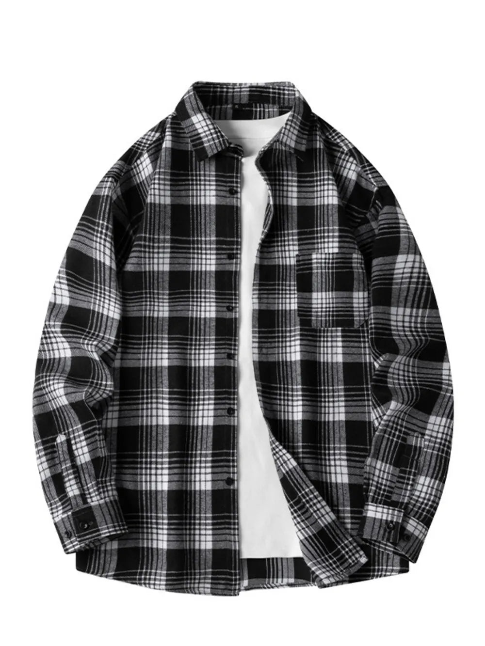 Yellow Men's Plus Size Plaid Long Sleeve Shirt