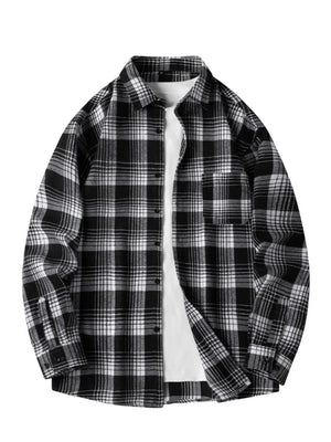 Yellow Men's Plus Size Plaid Long Sleeve Shirt