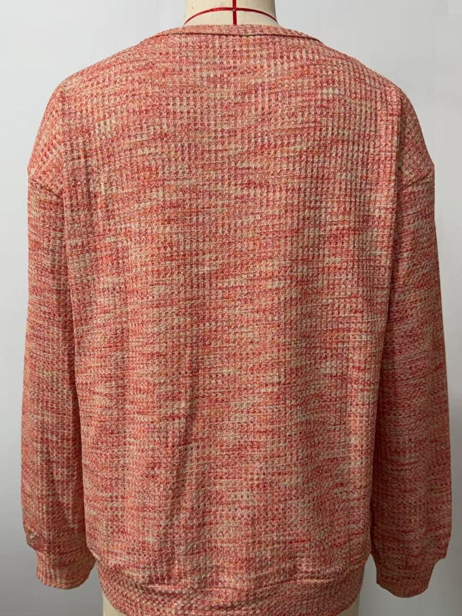 pullover sweater in navy blue with waffle-knit and hip-length