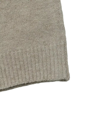 Khaki relaxed pullover sweater with round neck