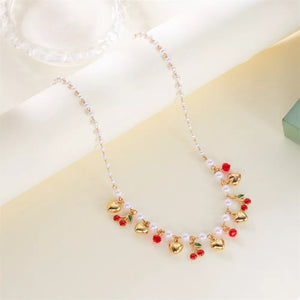 Synthetic Pearl, 18K Gold-Plated, Alloy, Zinc alloy Care instructions: Avoid wea necklace in red with choker silhouette
